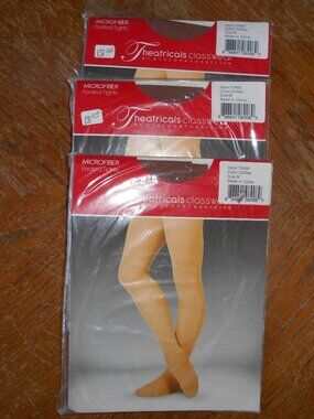 3 Pair Footed Tights- Coffee Tan-Medium Adult- NWT